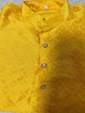 Elegant Yellow Jacquard Kurta with Designer Buttons   Size 38  chest size:42 