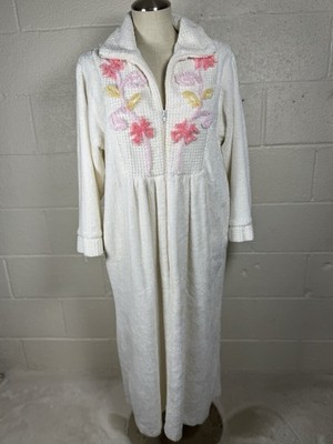 Vintage National Brand Floral Chenille Bath Robe Dress Petite Medium