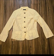 644.  Lafayette 148 New York Pale Yellow Lightweight Spring Summer Jacket Large