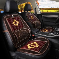 LKXHarleya Wood Beaded Seat Cover with Cooling Mesh Lumbar Support for Car Seat