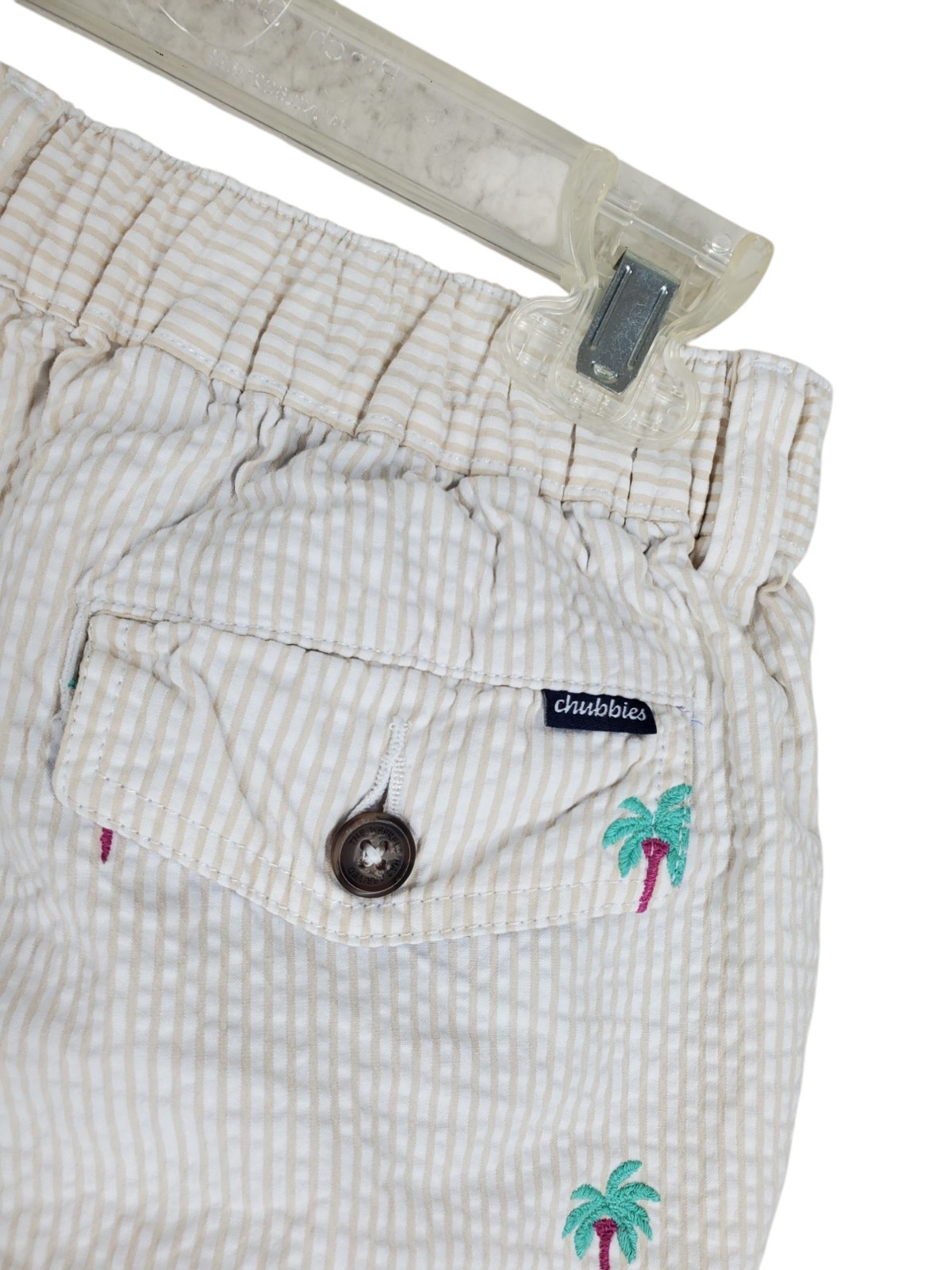 Chubbies Originals Seersucker Shorts Mens M (28-31 x7) White Red Beige The Palms