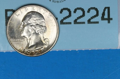 1949-D BU 25C WASHINGTON SILVER QUARTER EARLY US TYPE COIN RAW-2224