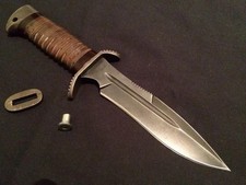 CUSTOM HANDMADE HIGH CARBON STEEL BOWIE KNIFE WITH LEATHER SHEATH