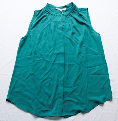 Daniel Rainn Women's Nessa Mock Neck Solid Blouse AC2 Teal Green Small NWT 