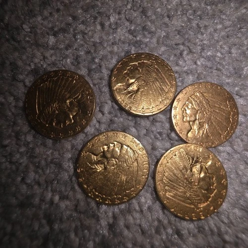 New ListingLot of 5 $2.50 gold Indian head coins.