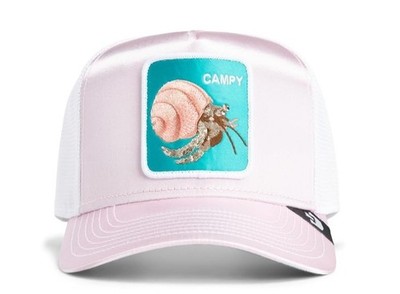 GOORIN BROS CAMPY HERMIT THE CRAB TRUCKER HAT METALLIC PINK