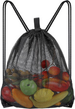1 St&uuml;ck Mesh Netztasche Kordelzug Sportbeutel Strand Pool Fitness Schwarz