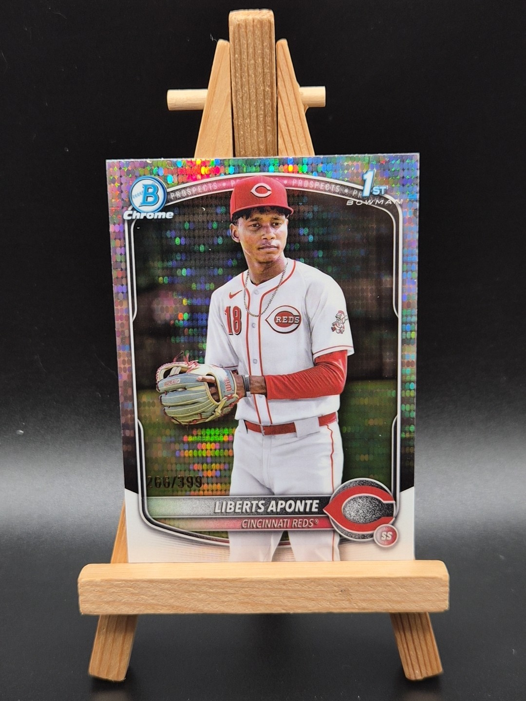 2025 Bowman Chrome Liberts Aponte 1st Bowman Pulsar Refractor #'d 266/399 Reds