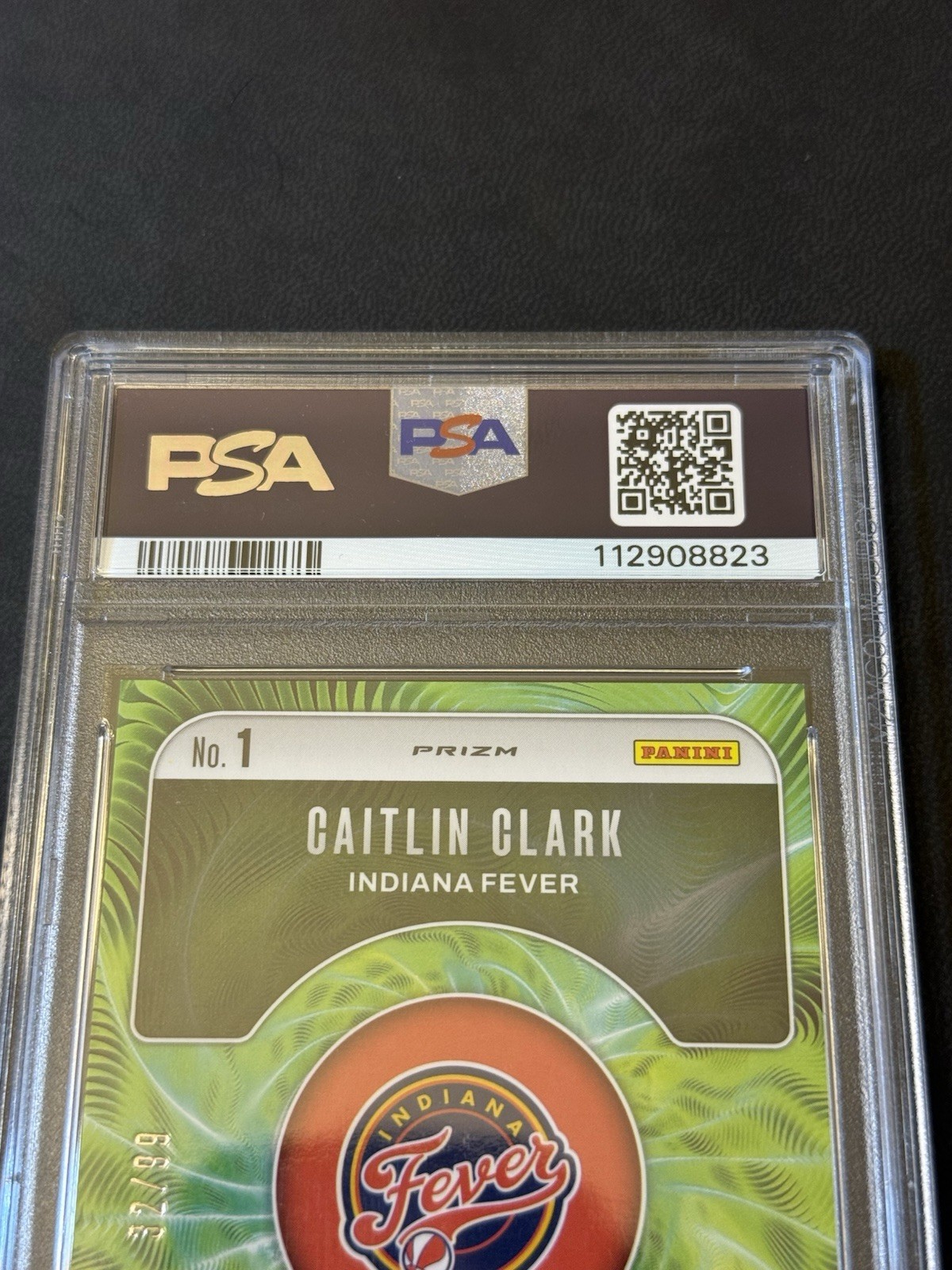 2024 Prizm WNBA Caitlin Clark Fractal Red Prizm Rookie Card 32/99 PSA 9 view 4