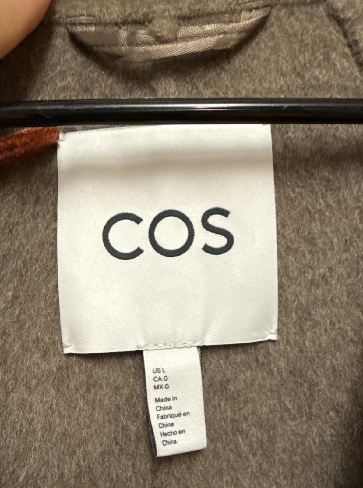 COS Women’s Oversized Double Breasted Wool Dark Beige Long Coat Sz L Worn Once image 2