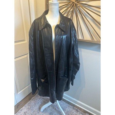 PELLE PELLE CROCIDILE PATTERN LEATHER 3/4 JACKET SIZE 3xl