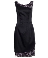 Review Cocktail Dress AU 10 Black Lace With Blush Lining Tulip Event Party