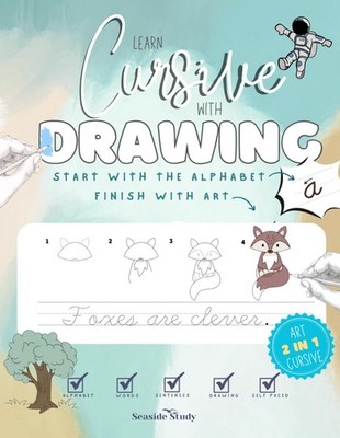 Learn Cursive with Drawing: Alphabet and Word Tracing Practice for Elementar...