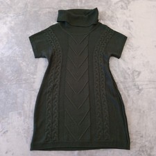Calvin Klein Sweater Dress Large Green Short Sleeve Knee Length Pullover