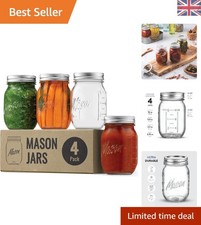 Versatile 474ml Airtight Glass Mason Jars for Meal Prep & Rustic Decor - 4 Pack