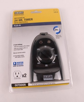 Smart Electrician Mechanical 24 Hr. Timer with Photocell. 368-1812