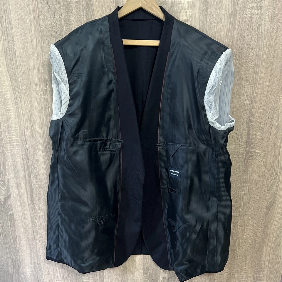 Blazer Saddlebred Para Hombre 54 Largo Azul Marino Lana Rendimiento Latón Botones Clásico Foto 4 de 4