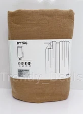 Ikea DYTAG Curtains 2 Panels (1 pair) 100% Linen 57" x 98" Dark Beige - NEW