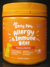 Zesty Paws Allergy Immune Bites Supplement for Dogs 90 Chews Best By 6/ 2026 