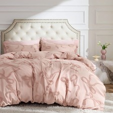 Bedsure Rose Pink Boho Duvet Cover Queen - 3-Piece Vintage Embroidery