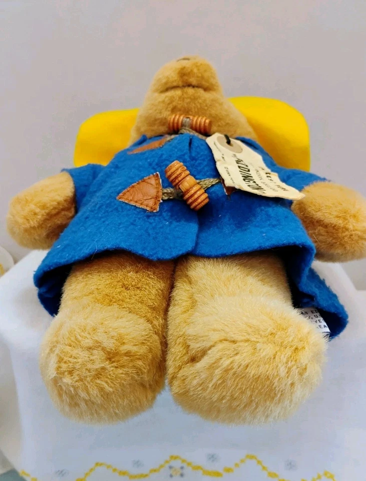 De colección 1988 Oso Paddington Peluche Juguetes Edén Sombrero Amarillo Abrigo Azul Con Etiqueta Foto 3 de 4