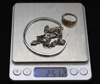 .925 STERLING SILVER Opal Bracelet Ring SPARES REPAIRS SCRAP 25.12g Y96