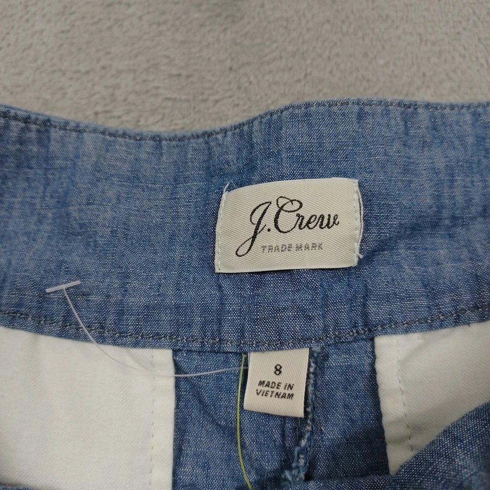 Pantalones Cortos J Crew Para Mujer 8 Azul Corbata Cremallera Pull On Algodón Preppy Foto 2 de 4
