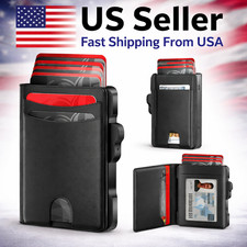 RFID Leather Pop-Up Wallet for Men   Slim Front Pocket Card Holder
