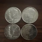 1964 Kennedy Half Dollar Silver Coins Lot of 4, 50C,  90% 0.9 Silver