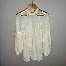 Free People Women's White Drift Away Cold Shoulder Mini Dress/Tunic | XS