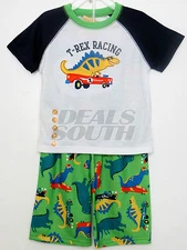 New Boys Toddler Carter's 2 Piece Pajama Set T-Rex Racing Dinosaur 24M 24 Months