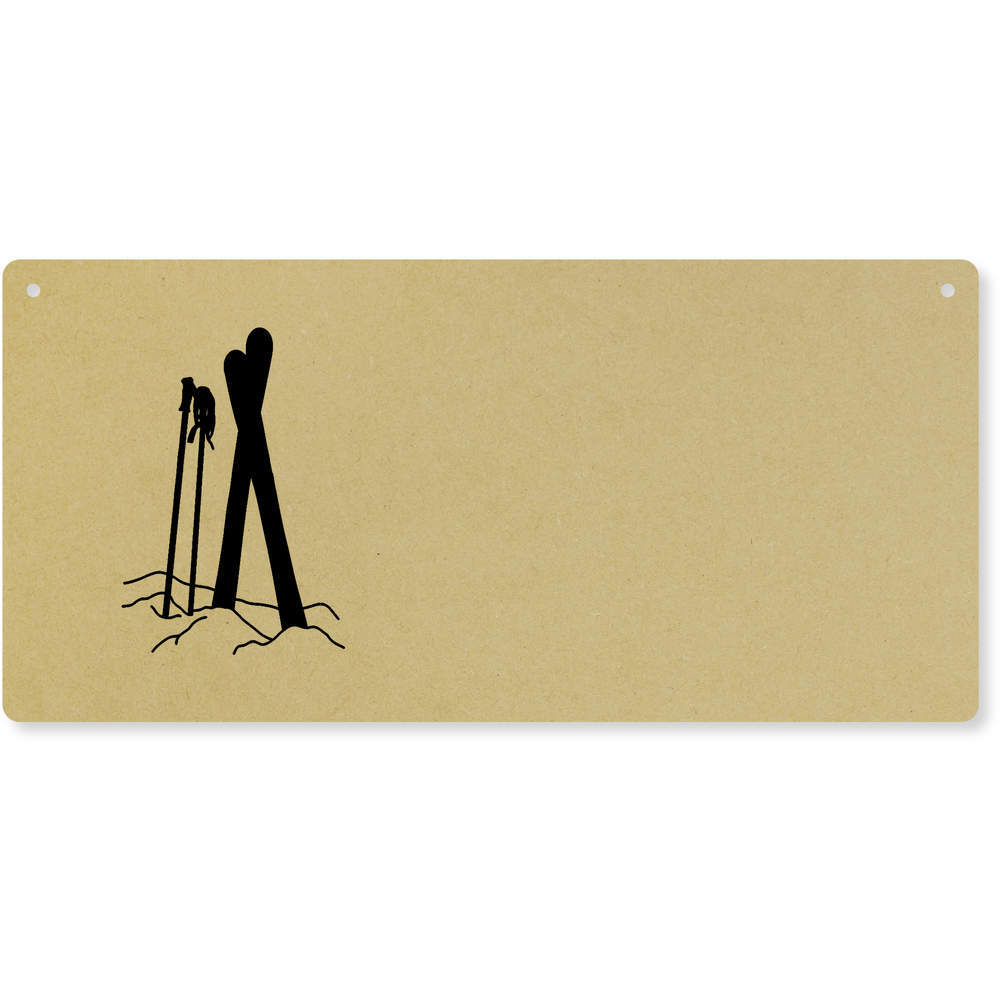'Esquís y Polos en la Nieve' Grande Placa de Pared de Madera (DP00017599)