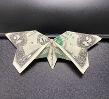 A Butterfly Money Origami - made from a Two Dollar Bill (LOVELY GIFT)