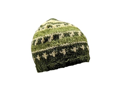 Handarbeit 100% Wolle Beanie Unisex Strickmütze Streifen Fleece gefüttert Wintermütze P1-P6