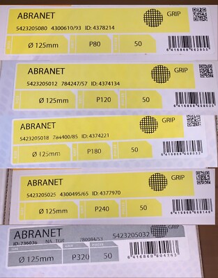 Mirka Abranet 125 mm Schleifscheiben - gemischte Körnung - 5er Pack Scheiben