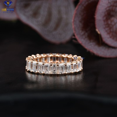 4.40 TCW Emerald Cut Moissanite Ring 10k Rose Gold by Labstone