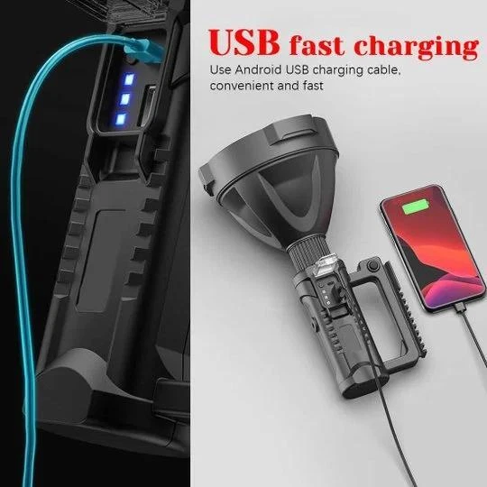 Torcia Potente Raggio 1KM Led Ricaricabile Power Bank Professionale - Imagen 3 de 4