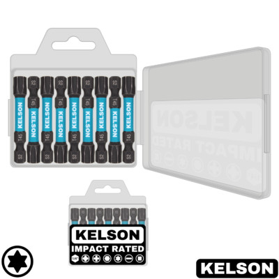 9 x T45 Torx 50 mm Stern Schlagschrauber Bits mit Koffer magnetisch 1/4'' KELSON