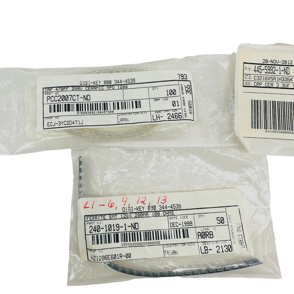 11 Pack Assorted Capacitors, ECJ-3YC2D471J HZ1206E601R-00 C3216X5R1H335K - Image 2 of 4