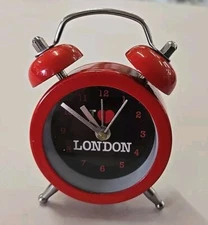 I Love London Quartz Red Desk Alarm Clock W Twin Bell - Works