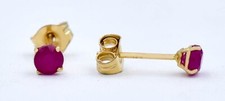 GENUINE 0.56 Cts RUBY STUD EARRINGS 14K YELLOW GOLD - MADE IN USA-NWT
