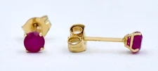 GENUINE 0.56 Cts RUBY STUD EARRINGS 14K YELLOW GOLD - MADE IN USA-NWT