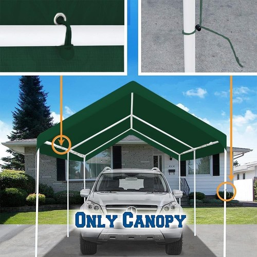 Waterproof 12'x20' Replacement Canopy Cover with Bungee Cords - Green - Picture 8 of 9
