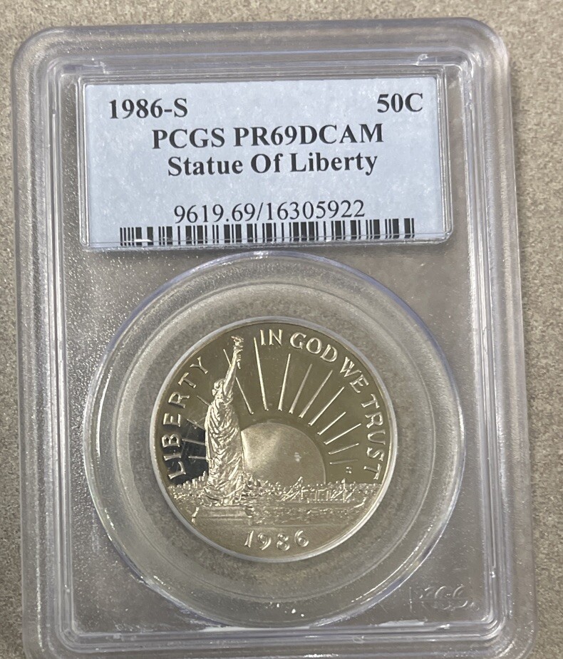 1986-S 50C STATUE OF LIBERTY COMMEMORATIVE HALF DOLLAR PCGS PR69