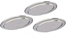 3 Stück Edelstahl Partyplatten, Serviertablett ovales Serviertablett - 30 cm