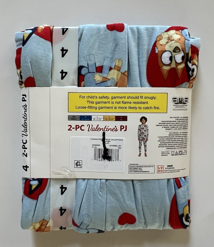 Bluey Unisex Valentine's Day Heart 2-Piece Pajama Set, Kids Size 4, Red NWT - Picture 11 of 14