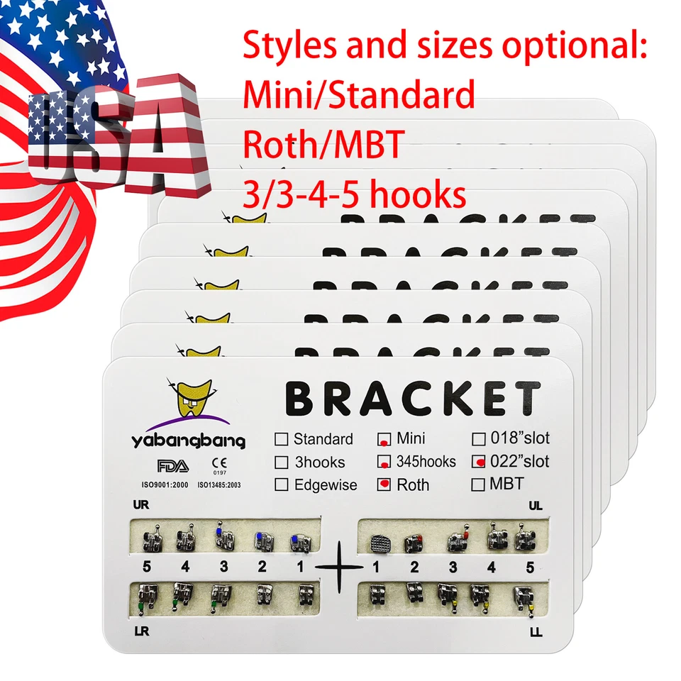 10-100X Brackets Ortho Dentales Mini/Estándar MBT/Roth 022 Ganchos 345 Foto 2 de 4