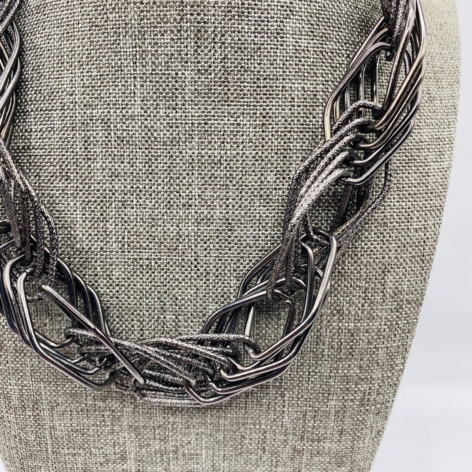 Dark Gray Large Interlocking Link Necklace 16” - image 2