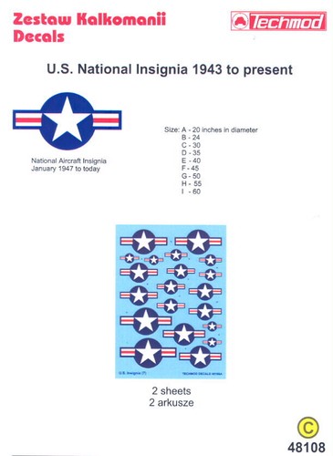 Techmod Decals 1/48 U.S. NATIONAL INSIGNIA JANUARY 1947 TO PRESENT