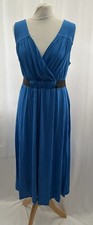 Nine West Viscose Blend Blue Sleeveless Midi Dress XL Women